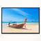 Designart - Tropical Beach with Boat - Seashore Photo Canvas Art Print in Black Frame